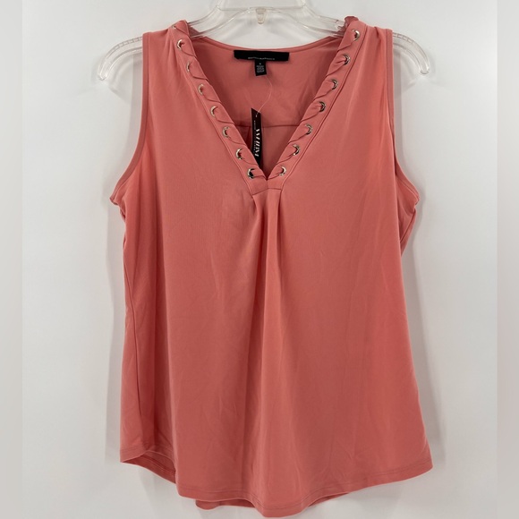 White House Black Market Tops - White House black market matte lace notch neck tank new small